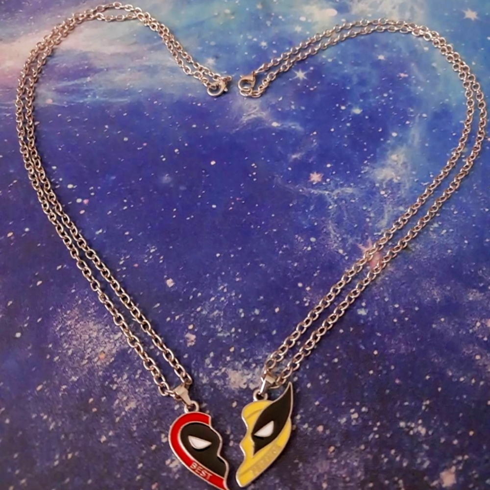 Brand New Disney Marvel Deadpool Wolverine Best Friends Necklace
